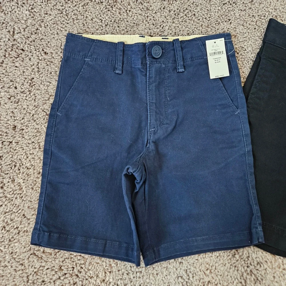 Gap Chino Shorts Kids 5 Lot‎ of 2 Navy Blue Black NEW Adjustable Waist Uniform